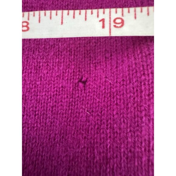 Magaschoni Magenta Women Large Cashmere Ruffle Cardigan Sweater Coquette Flaw - Picture 4 of 7